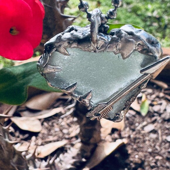 Artisan Sea Glass Heart Pendant With Silver Metalwork Arrow “Struck by Cupid” - Picture 5 of 15
